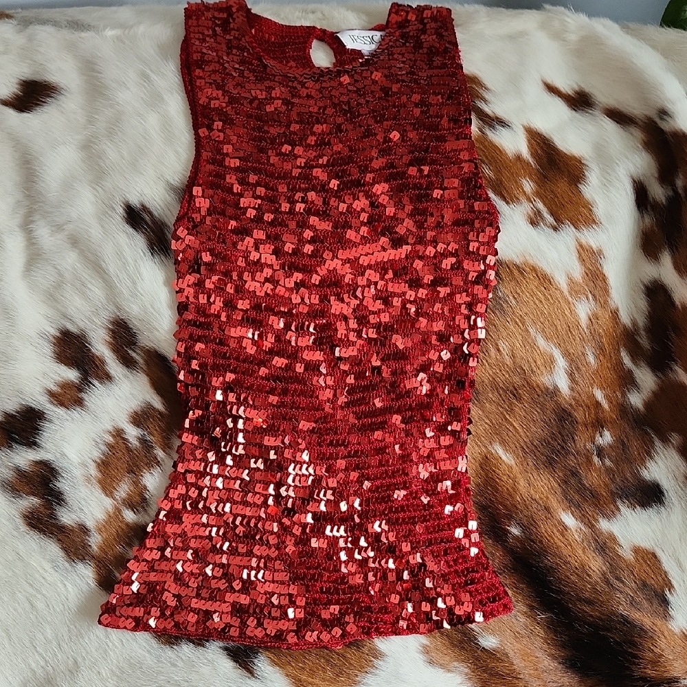 Jessica Red Sequin Tank Top